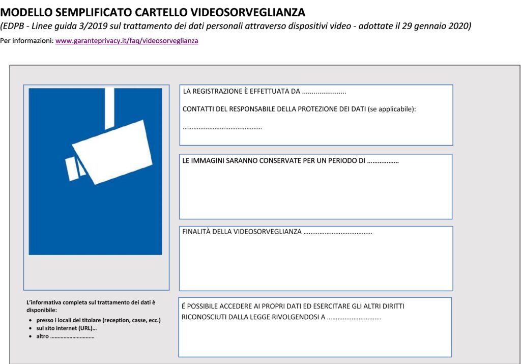 Cartello di videosorveglianza
